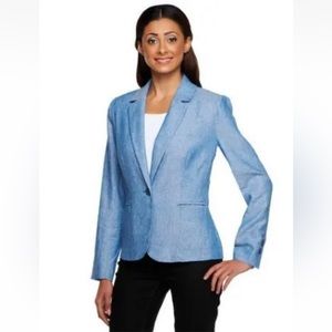 Clinton Kelly Notch Collar Linen Blazer w/Front Pockets NWOT QVC $66 SIZE MED